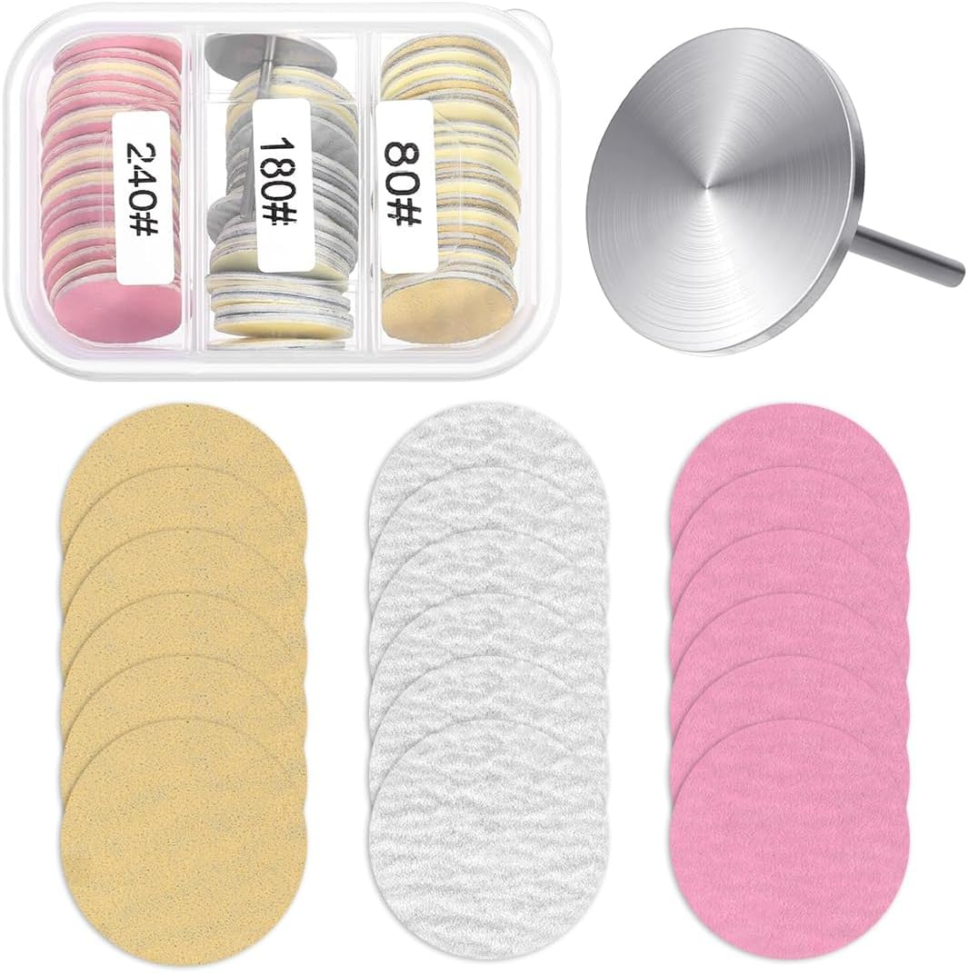Weddhuis Pack of 60 Sanding Discs Pedicure Nail Sanding Discs with Metal Nail Drills 25 Mm Replacement Foot Nail Cutter Attachments Bits for Electric Callus Accessories with Storage Box (80#120#180#) image number 4