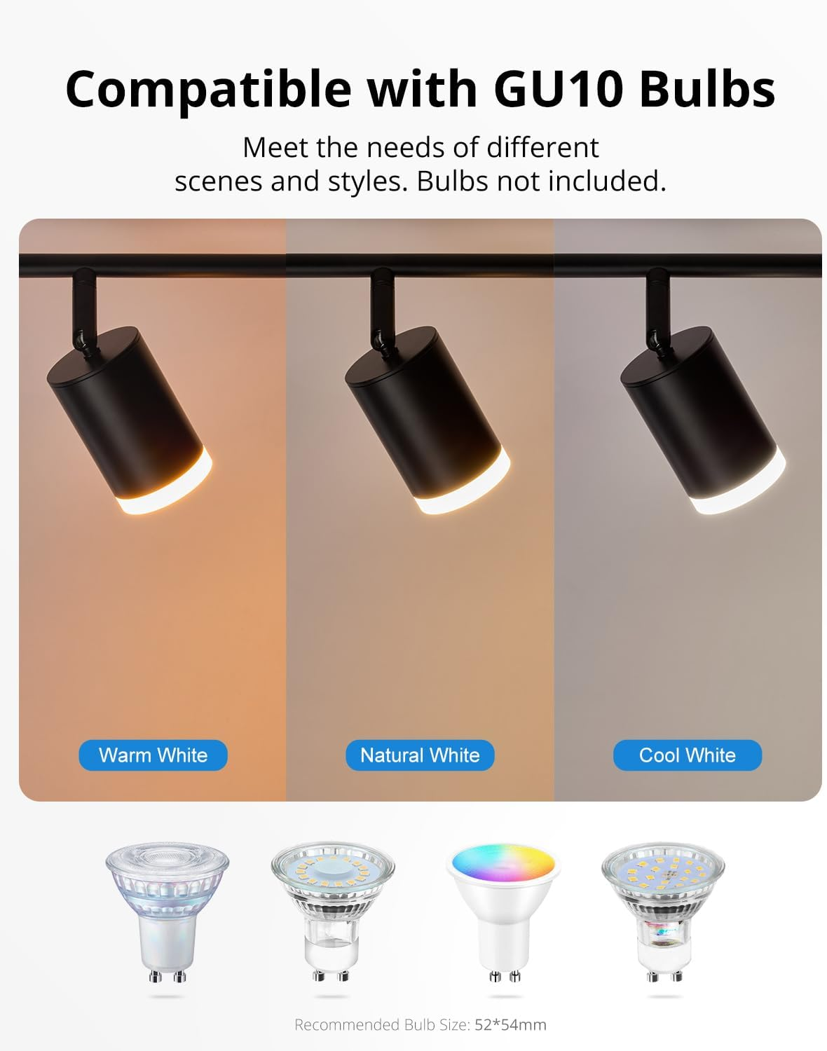Gr4Tec Ceiling Spotlight LED 6 Bulbs, Modern LED Ceiling Light Spotlight Black, Ceiling Light Spot Swivelling, Metal Ceiling Spotlight GU10 for Hallway, Kitchen, Bedroom, Living Room (Bulb Not image number 7