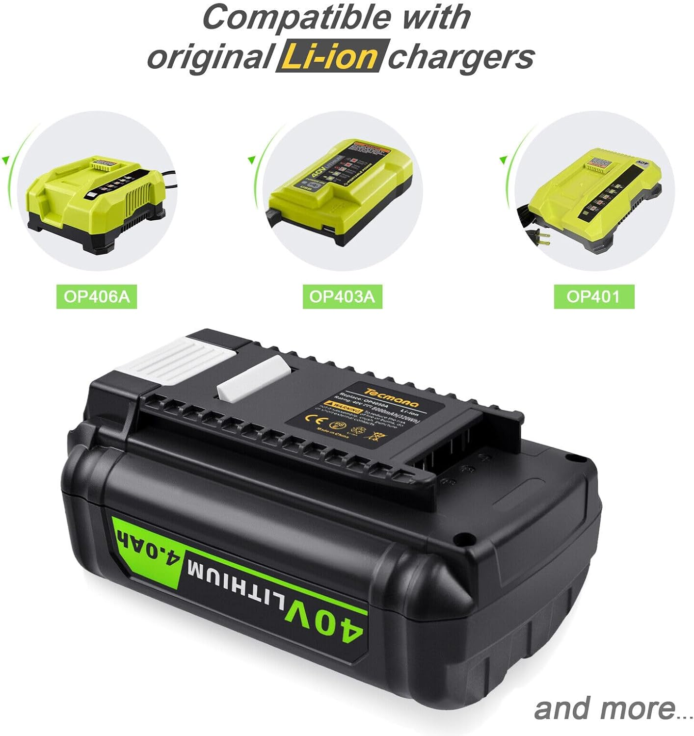 4.0Ah 36V 40V Battery & Dual Port Battery Charge for Ryobi 36V BPL3626D BPL3640D BPL3640D2 BCL3620 BCL3617S image number 6