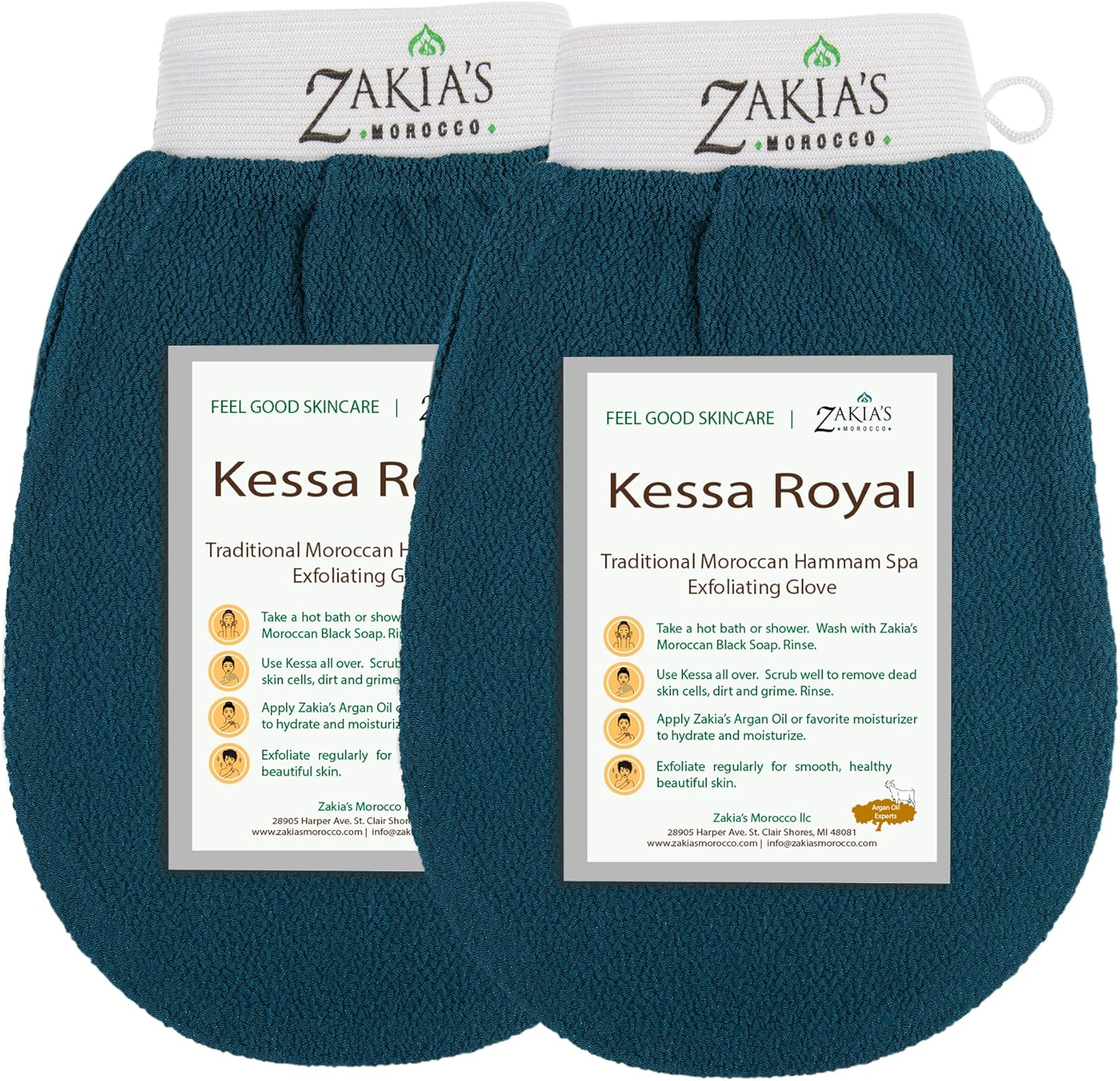Original Rough Kessa Exfoliating Glove - Microdermabrasion Home Exfoliating Mitts, Removes Unwanted Dead Skin, Dirt and Keratosis Pilaris. Great Removing Spray Tan and Enhancing Tattoos. 2 Pack