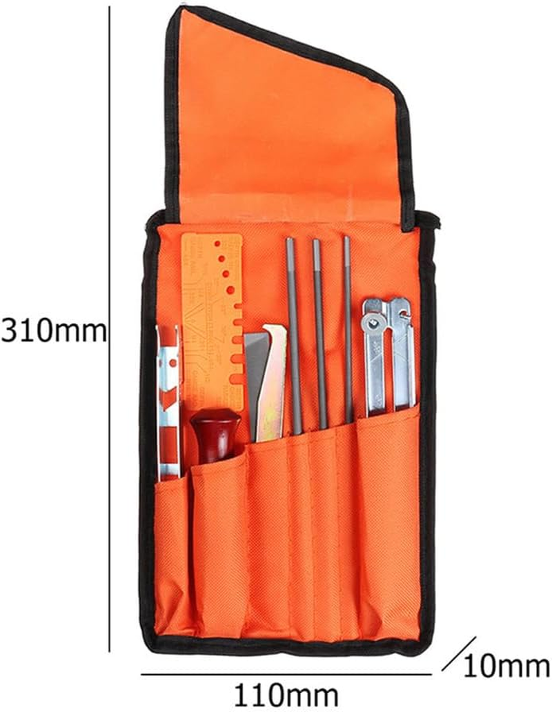 11PCS Universal Chainsaw Sharpener Tool,Chainsaw Chain Sharpening Kit,Comes with 3 Sizes of round Files (5/32", 3/16", 7/32"), Flat Files, Handles, File Guides, Rod Groove Cleaner and Pocket image number 5