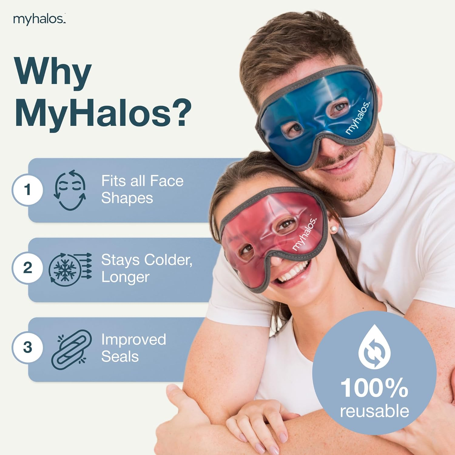 Cooling Eye Mask -Myhalos Mask- Reusable Gel Eye Mask for Cold Therapy- Our Ice Eye Mask Helps Soothe Puffy Eyes and Dark Circles Cold Eye Mask