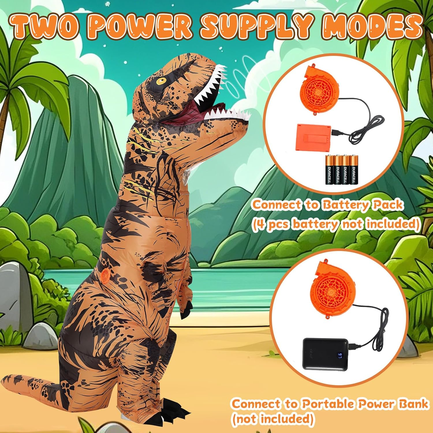 Inflatable Dinosaur Costume for Kids/Teens,Halloween Blow up T-Rex Costume, Christmas Easter Cosplay Party for Boys Girls - Teens image number 3