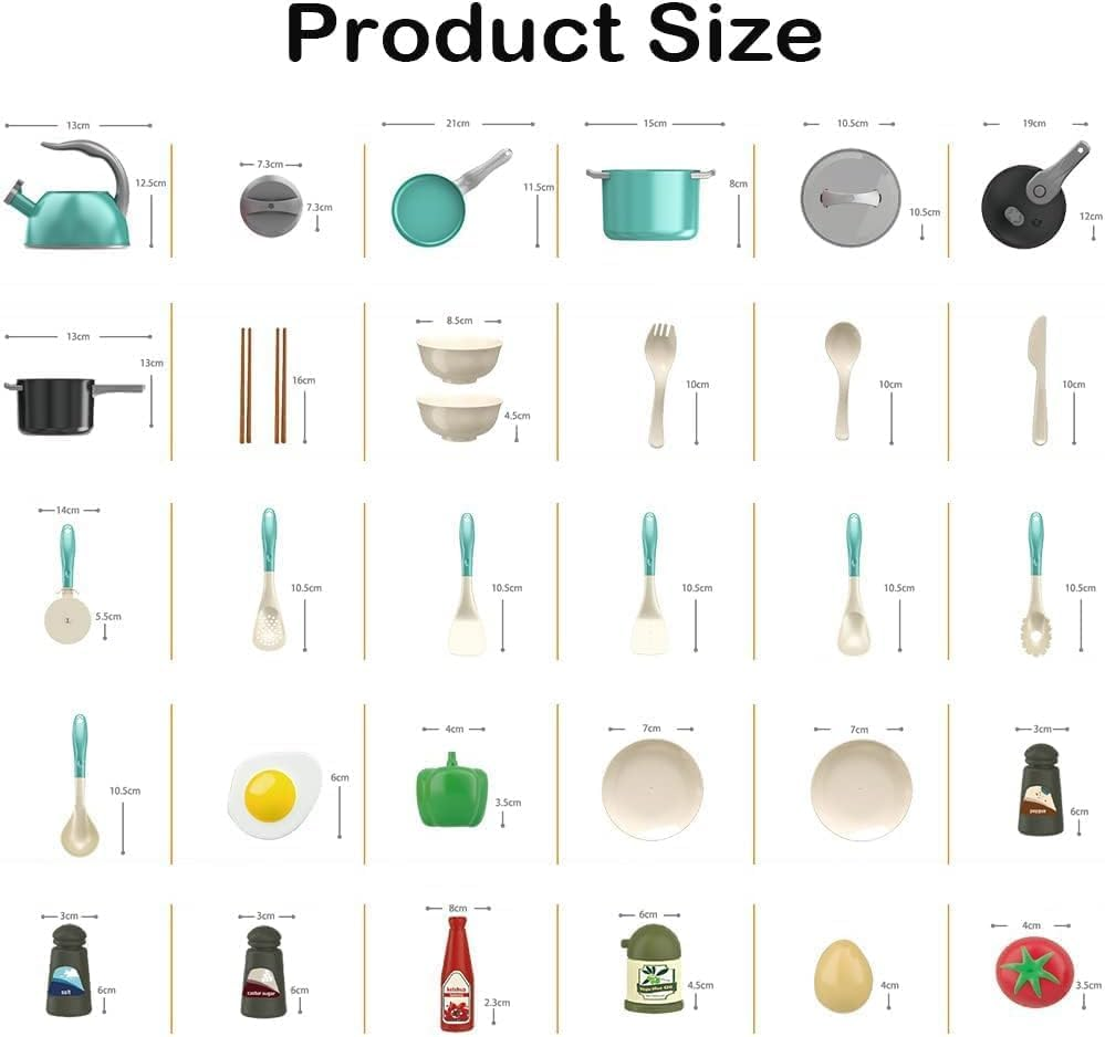32Pcs Kids Kitchen Accessories Set,Toddlers Pretend Cooking Playset,Play Kitchen Toy with Pots Pans, Utensils Cookware, Foods, Canned Veges, Play Food Sets Toys for Kids Girls Boys(Green) image number 5