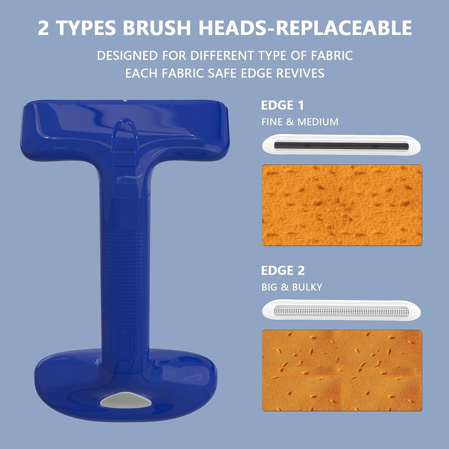 Fabric Shaver & Lint Brush, Battery-Free Lint Remover with 2 Pieces Fabric Safe Edges, Adjustable Fuzz Remover for Clothing, Pet Carpets, Couch, Furniture & Rug (Blue) image number 5