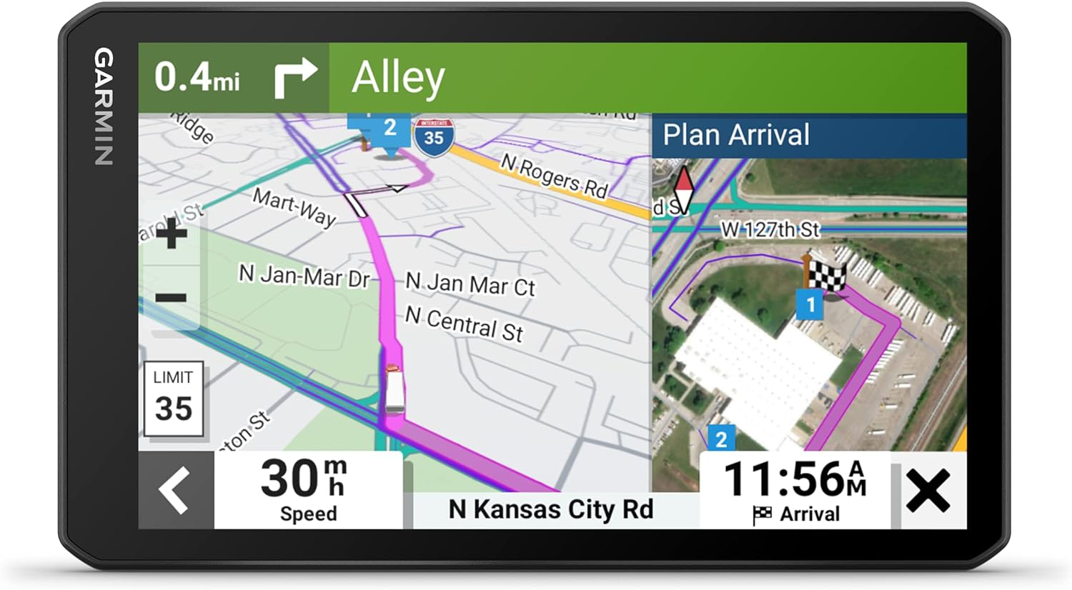 Garmin Dēzl LGV1010 MT-D, HGV Truck GPS Sat Nav, 10" Display, Custom Truck Routing, Birdseye Direct Satellite Imagery, Truck-Friendly Parking, Truck & Trailer Services Feature, EU Maps,Digital Traffic image number 4