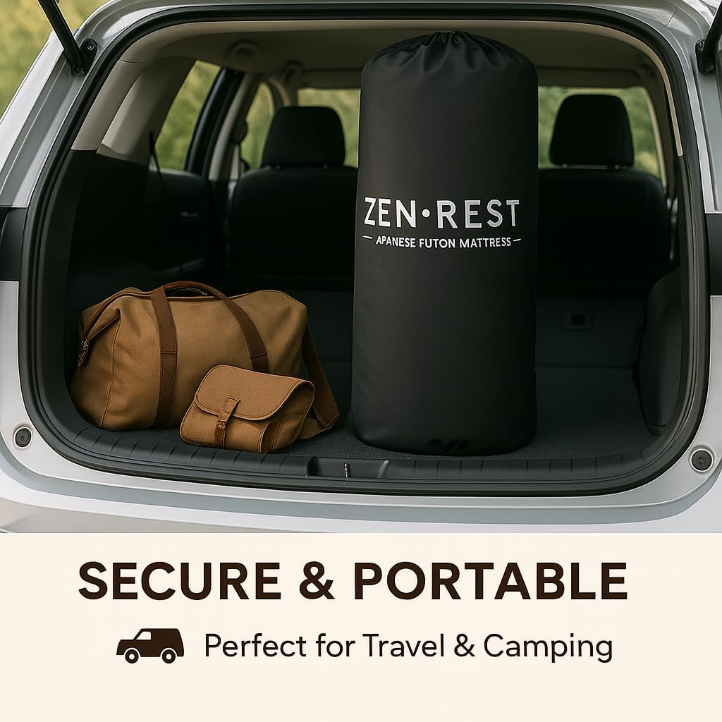 Zen.Rest Japanese Futon Mattress with Portable Storage Bag, Foldable Roll Up, Thick Tatami Mat,Floor Lounger Bed, Seven Layer Memory Foam, Floor Mattress Guest Sleeping Pad (King (U.S. Standard)) image number 3