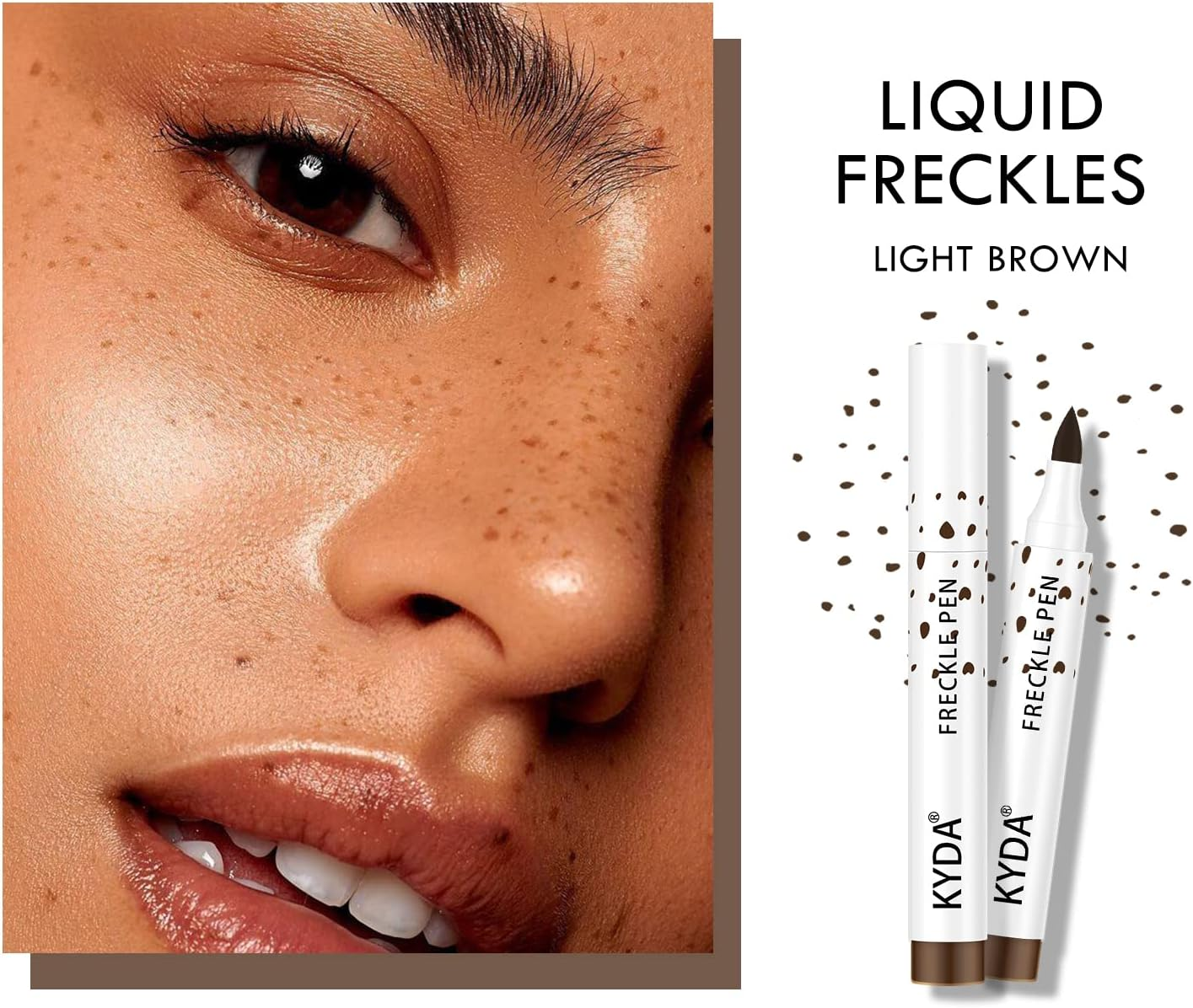 KYDA 2 Pcs Freckle Makeup Pen, Natural Lifelike Freckle Makeup Pen Magic Freckle Color, Waterproof Longlasting Soft Dot Sopt Pen, for Natural Effortless Sunkissed Makeup-Dark Brown image number 5