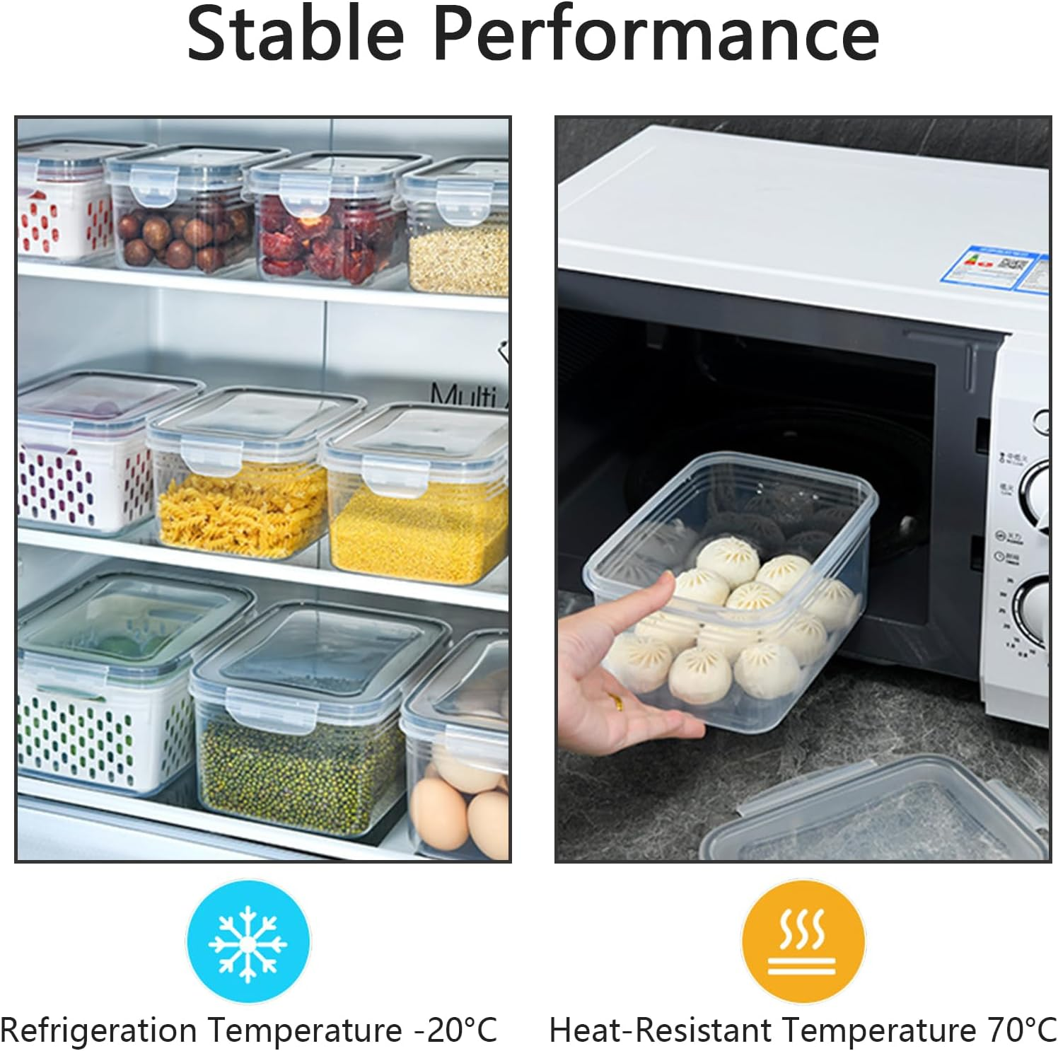 Lizbin 3 PCS Fruit Storage Containers for Fridge with Removable Colander, Leak Proof Food Storage Containers, Airtight Food Storage Containers, Food Storage Containers with Lids, Keep Food Meat Fresh image number 5