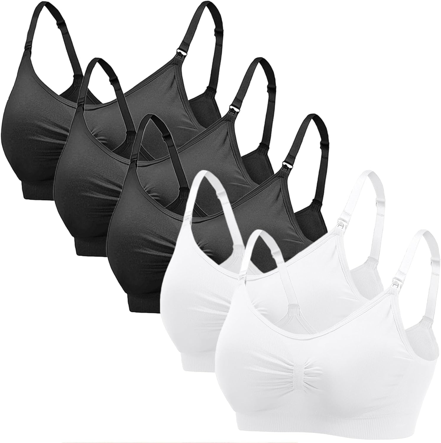 Dress Cici Nursing Bra Wirefree - Breastfeeding Clasp Mom Support, 5 PCS