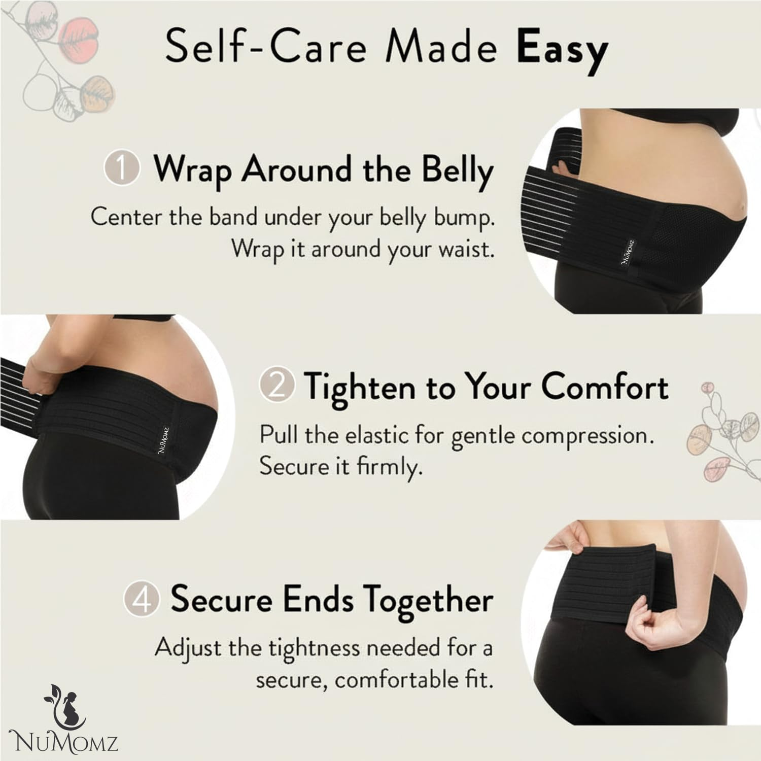 Maternity Belly Band for Pregnant Women - Adjustable Maternity Belt for Sizes XS up to XXL. Pregnancy Belly Support Band for Hip, Back, & Pelvic Pain Relief (Black) image number 3