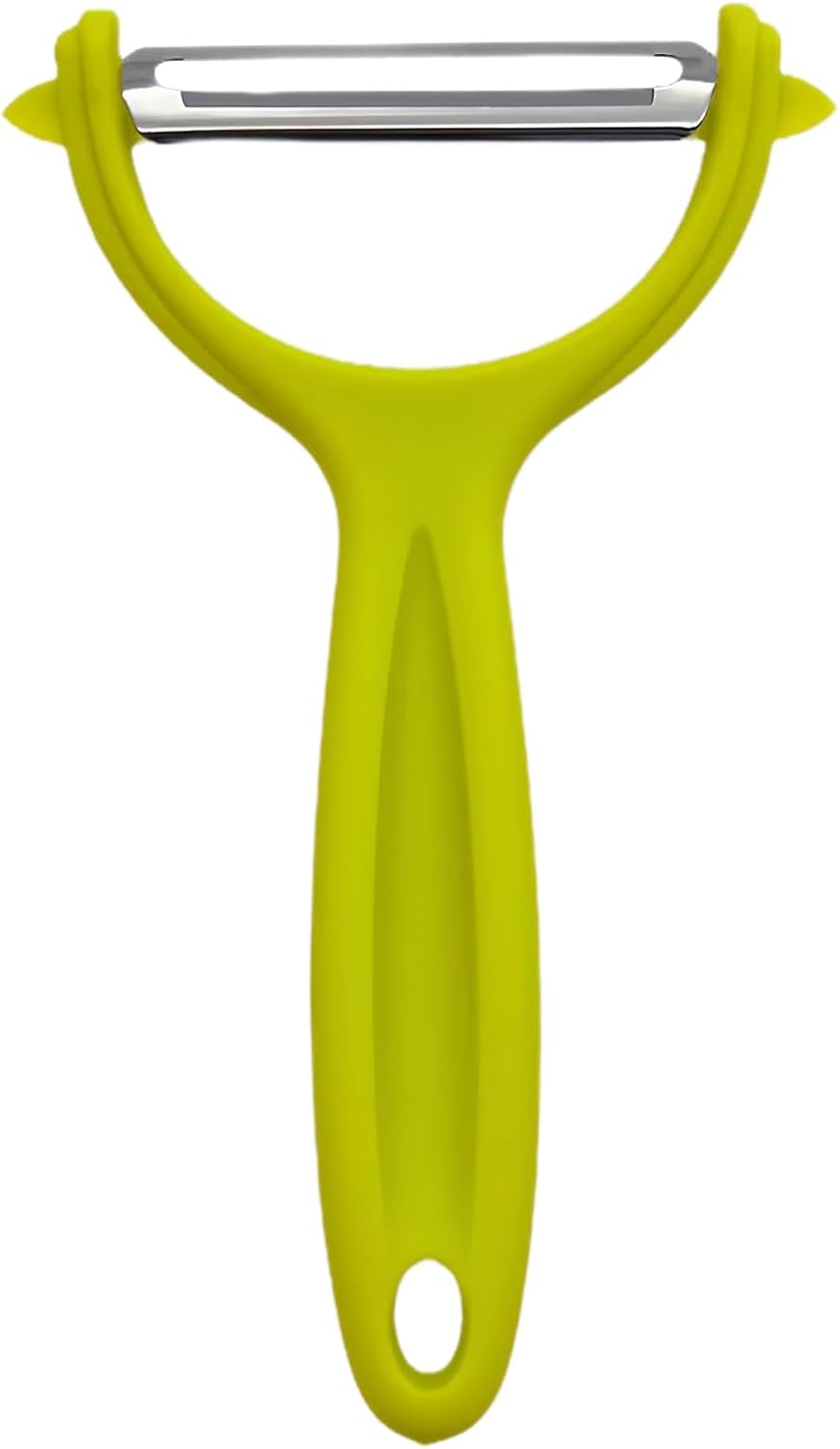 Castaic Stainless Steel Julienne Peeler for Peeling Vegetables and Fruits, Kitchen Accessories，Multifunction (Red-Serrated)