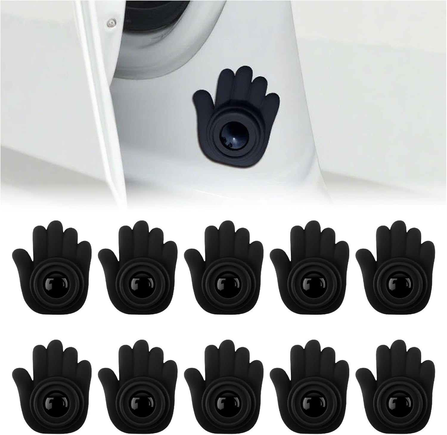 10PCS Car Door Shock Absorber Thickened,Self-Adhesive Door Cushion Shock Absorbers with Soundproof Distinctive Palm Design,Anti-Collision Car Doors Slam Stopper Cars Accessories image number 2