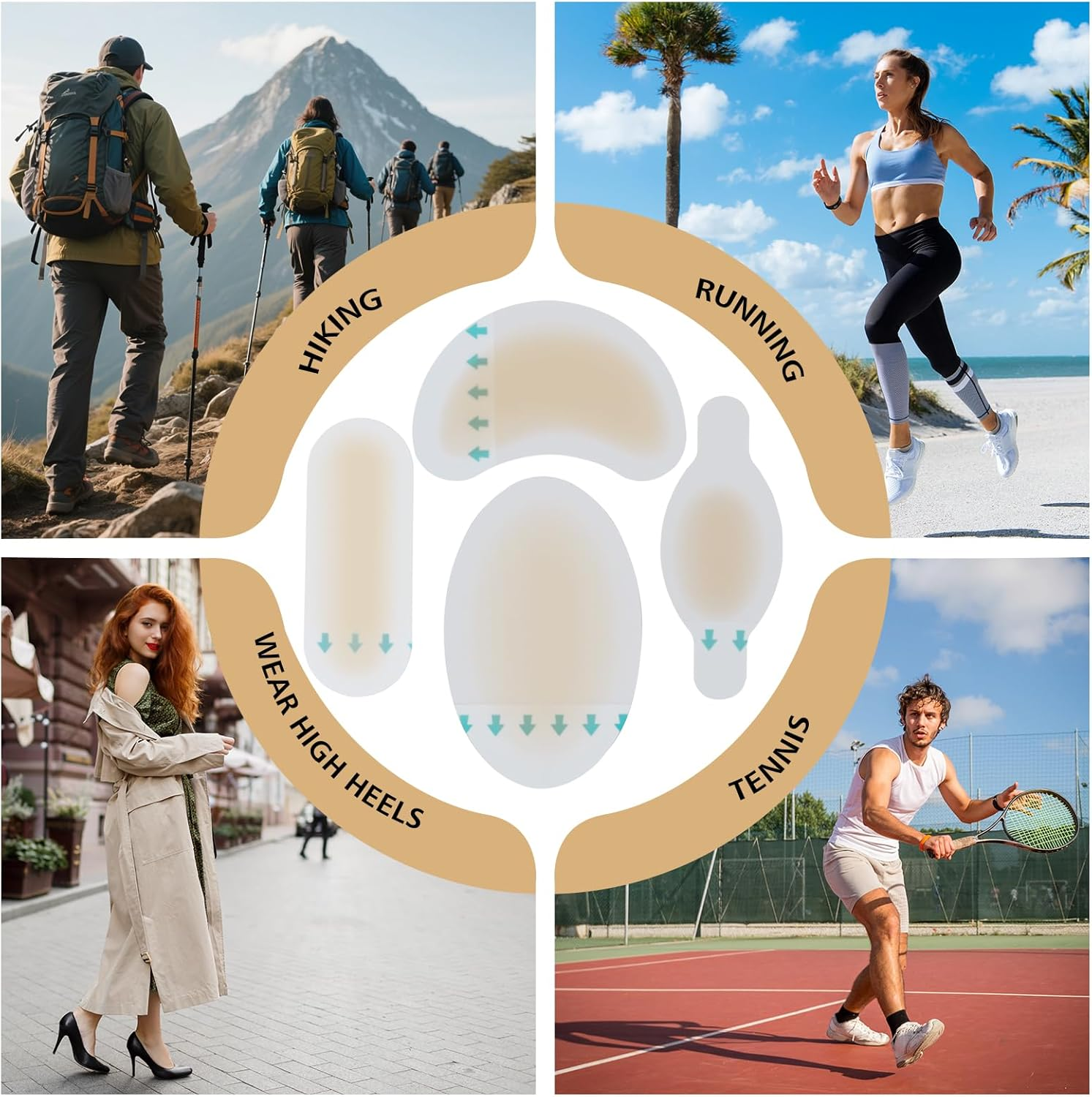 20 Pcs Hydrocolloid Gel Blister Plasters, Invisible Waterproof Blister Band Aid for Feet, Advanced Cushioning Protection for Heel, Toe, Forefoot to Prevent Shoe Rubbing & Blisters from Walking, Hiking, Running image number 3