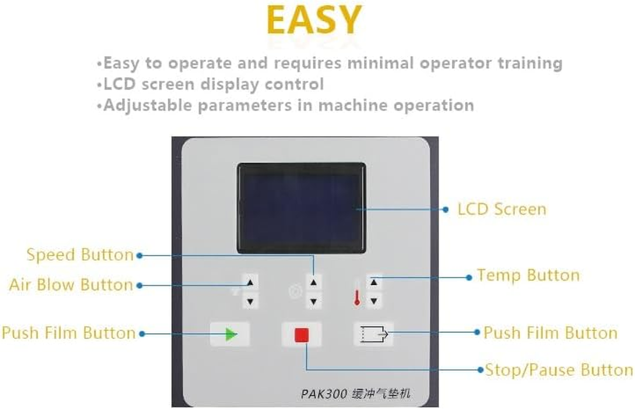 Automatic Cushion Machine, Bubble Film Inflator Cushion Air Pillow Machine, 14 M/Min Professional Bag Air Pillow Inflator, Suitable for Wine/Fruit/Canned Food, Black