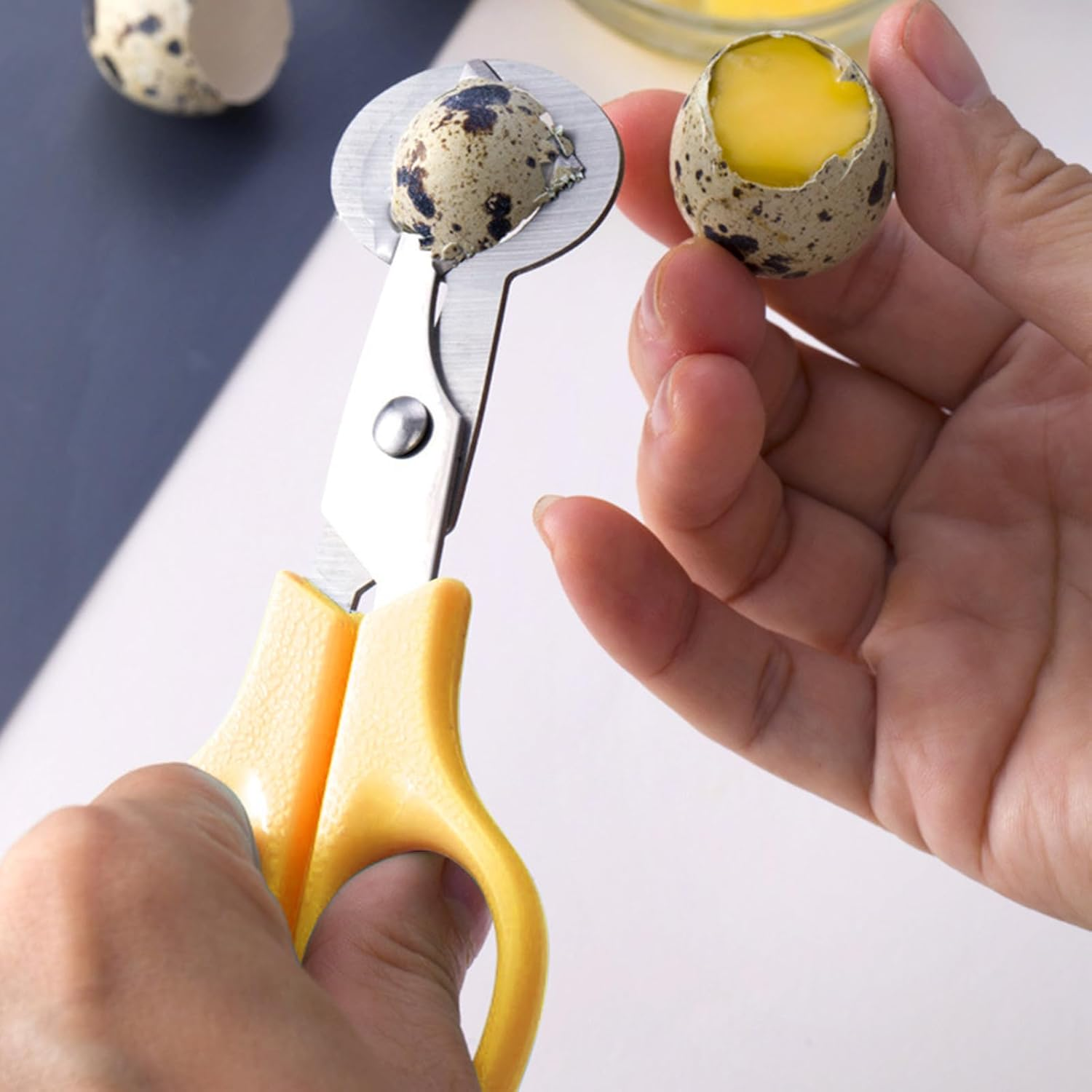 Quail Egg Shell Cutter, Quail Egg Scissors, Eggs Shells Opener, Eggs Shells Cutting Scissors, Yellow - Blue image number 6