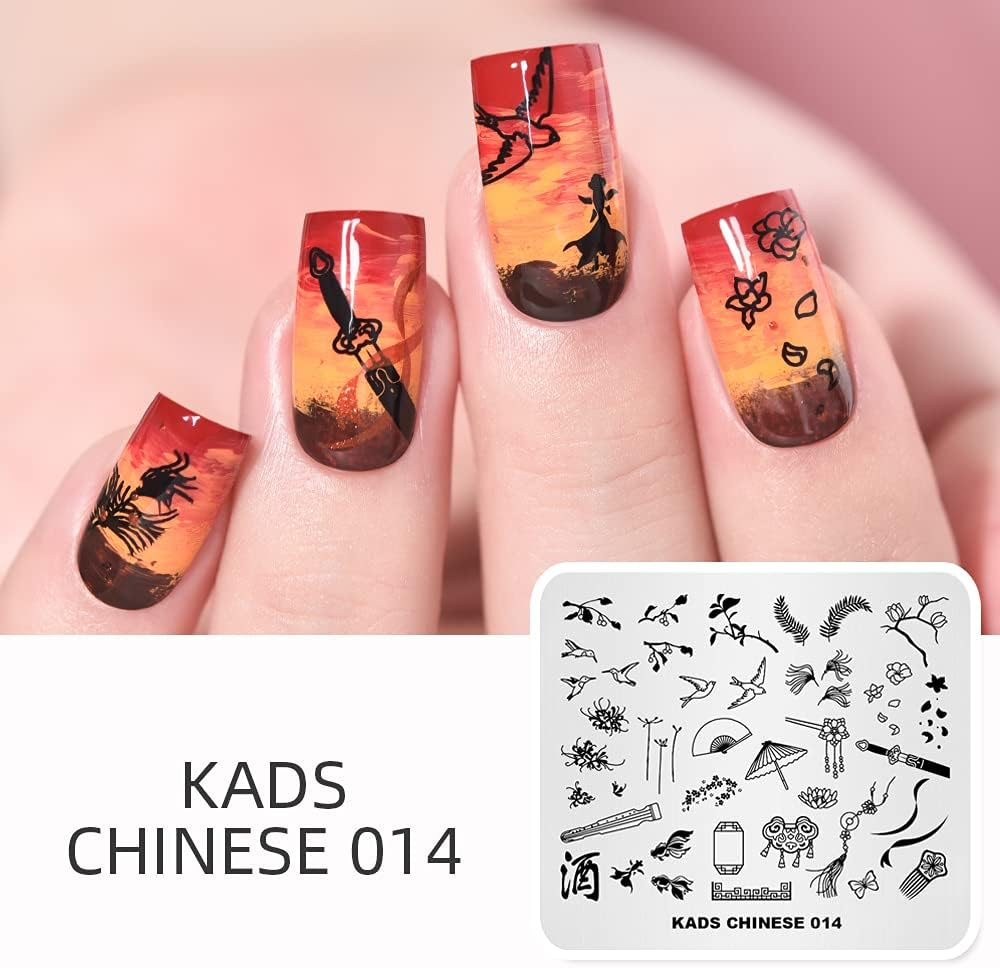 Nail Stamp Plate Chinese Style Theme Image Design Templates Martial Arts Sword Model Manicure Print DIY Nail Art Tools image number 1