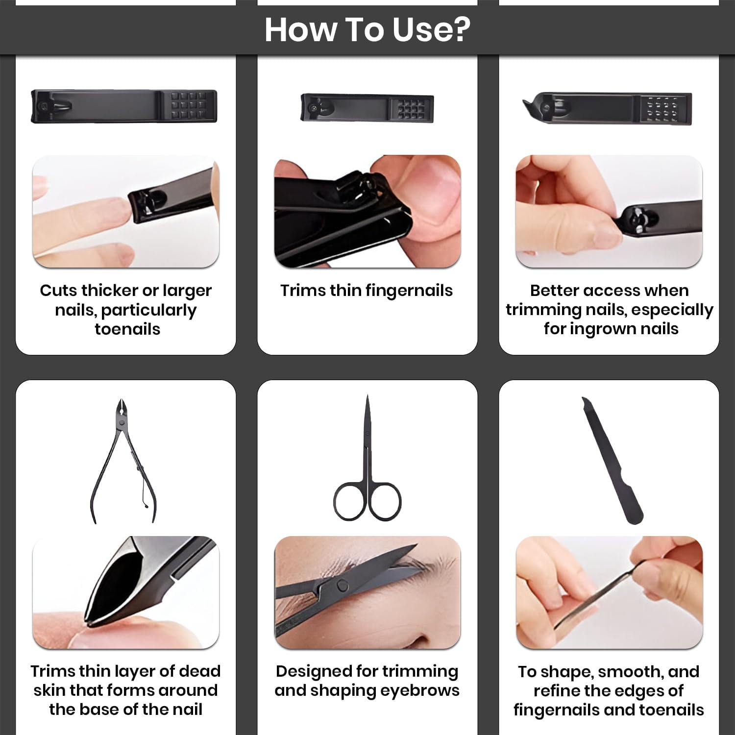 18 in 1 Professional Manicure Set, Stainless Steel Nail Clippers Set, Portable Grooming Kit for Women & Men, Pedicure Kit for Personal Care with Luxurious Travel Leather Case, 18 Pcs Clippers Tools image number 3