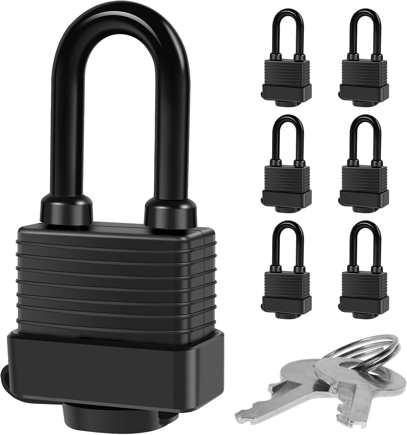 Abizarch Padlocks Keyed Alike for Outdoor Use, Pack of 6, Laminated Steel Lock Set Safety Padlock, Waterproof Heavy Duty Outdoor Security Lock image number 5