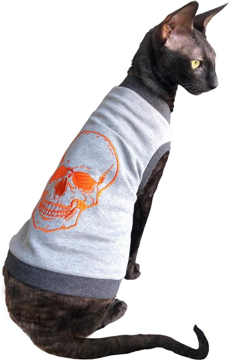 Kotomoda Cat WEAR Sphynx Cat'S T-Shirt Orange Scull # 2 (M) image number 4