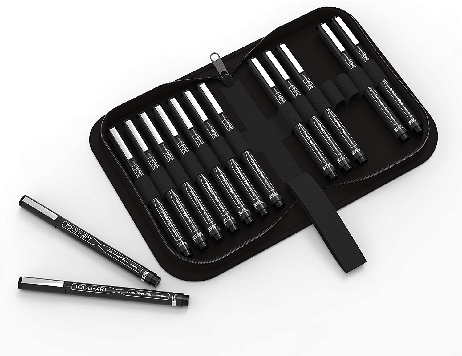 Micro-Line 14 Pens with Case, Fineliner, Multiliner, Archival Ink, Waterproof, Journaling, Illustration, Architecture, Technical Drawing, Outlining, Scrapbooking, Manga, Writing, Rock Painting Black image number 2