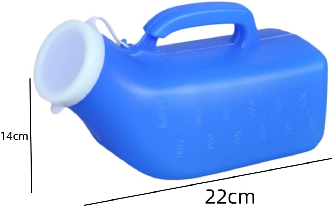 Ai-Oumleef Urine Bottle,Men'S Portable Urinal with Lid, 2 Packs Large Capacity Urine Bottle,1200Ml with Clear Scale for Hospital,Incontinence,Elderly,Travel,Driving,Camping(Blue) image number 2