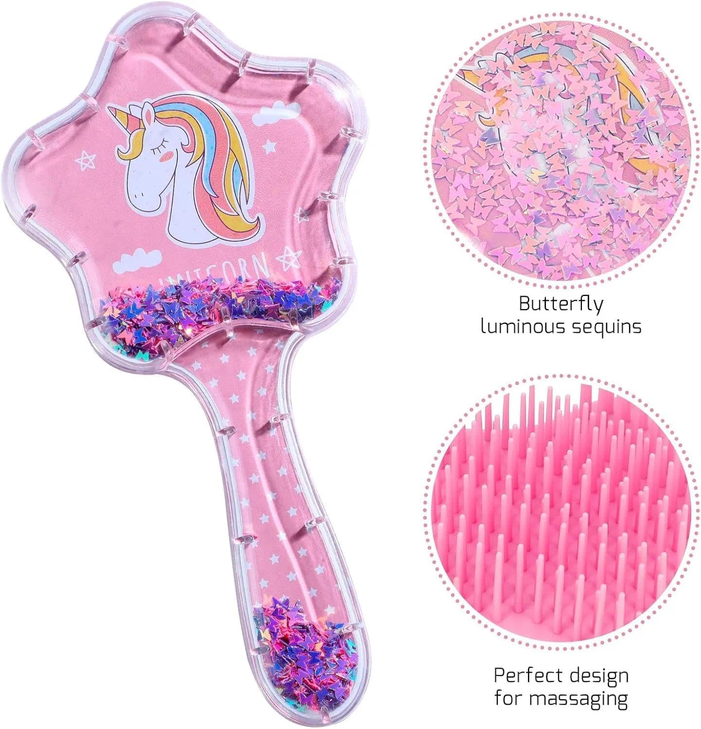 Toddler Hair Brush Set Detangling & Curly Hair Brush for Kids, ABS Material Tangle Tamer, Travel Hair Brush Compatible with Straight, Curly, Wet & Dry Hair &ndash; Pink & Purple &ndash; 2 Pack - Unron image number 1