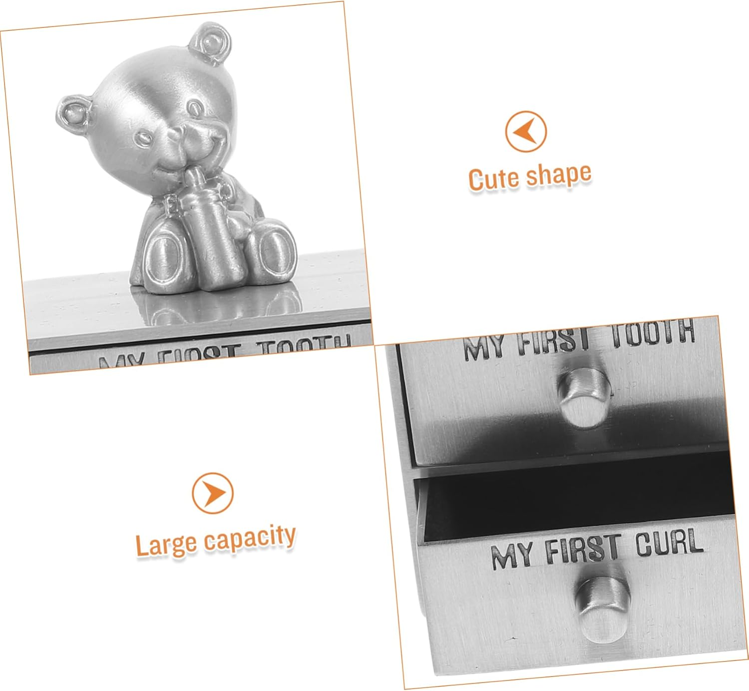 GARVALON Metal Baby Tooth Keepsake Box with Fetal Hair Storage for Boys and Girls Small Rustic Tooth Storage Holder Organizer Suitable for Newborn image number 2