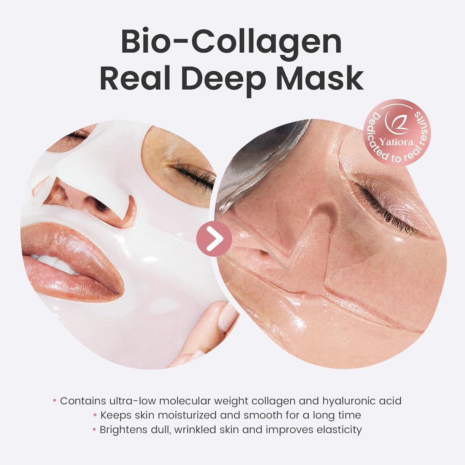 Bio-Collagen Real Deep Mask, 4 Pack Overnight Hydrating Face Mask for All Skin Types, Original Hydrating Collagen Face Mask image number 4