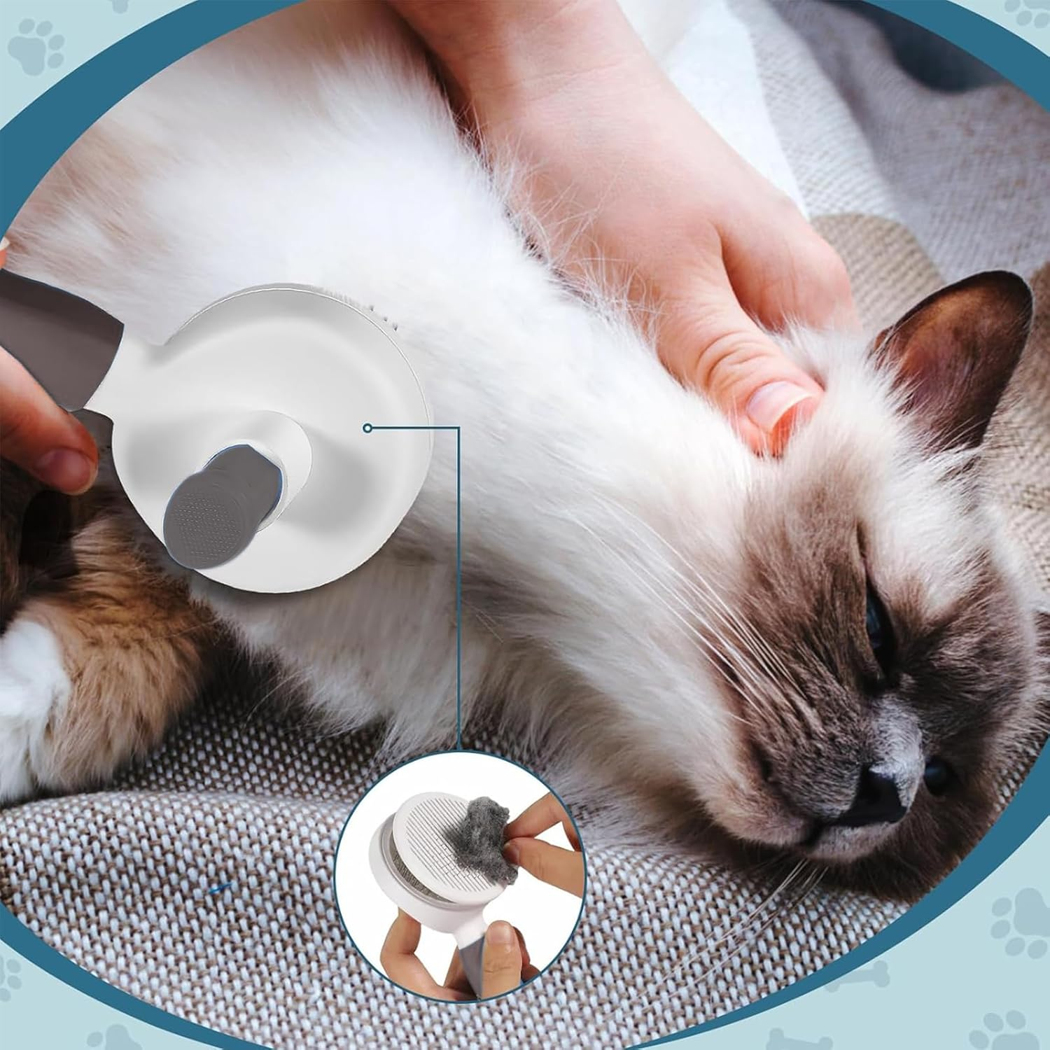 Cat Grooming Brush, Self-Cleaning Slicker Brush for Pets - One Button Removes Loose Undercoat, Mats and Tangled Hair from Indoor Cats (Gray) image number 4