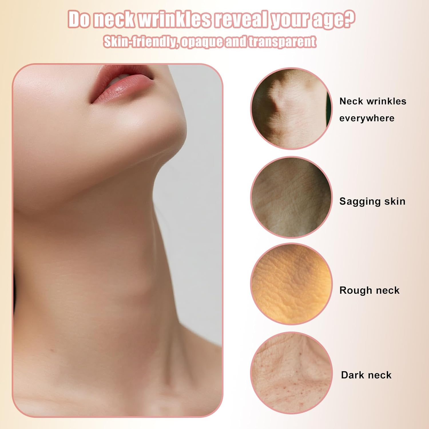 20Pcs Invisible Neck Lift Tape, Semi-Transparent Neck Tightening Strips Reusable Skin Wrinkle Patches for Saggy Skin & Wrinkles image number 6