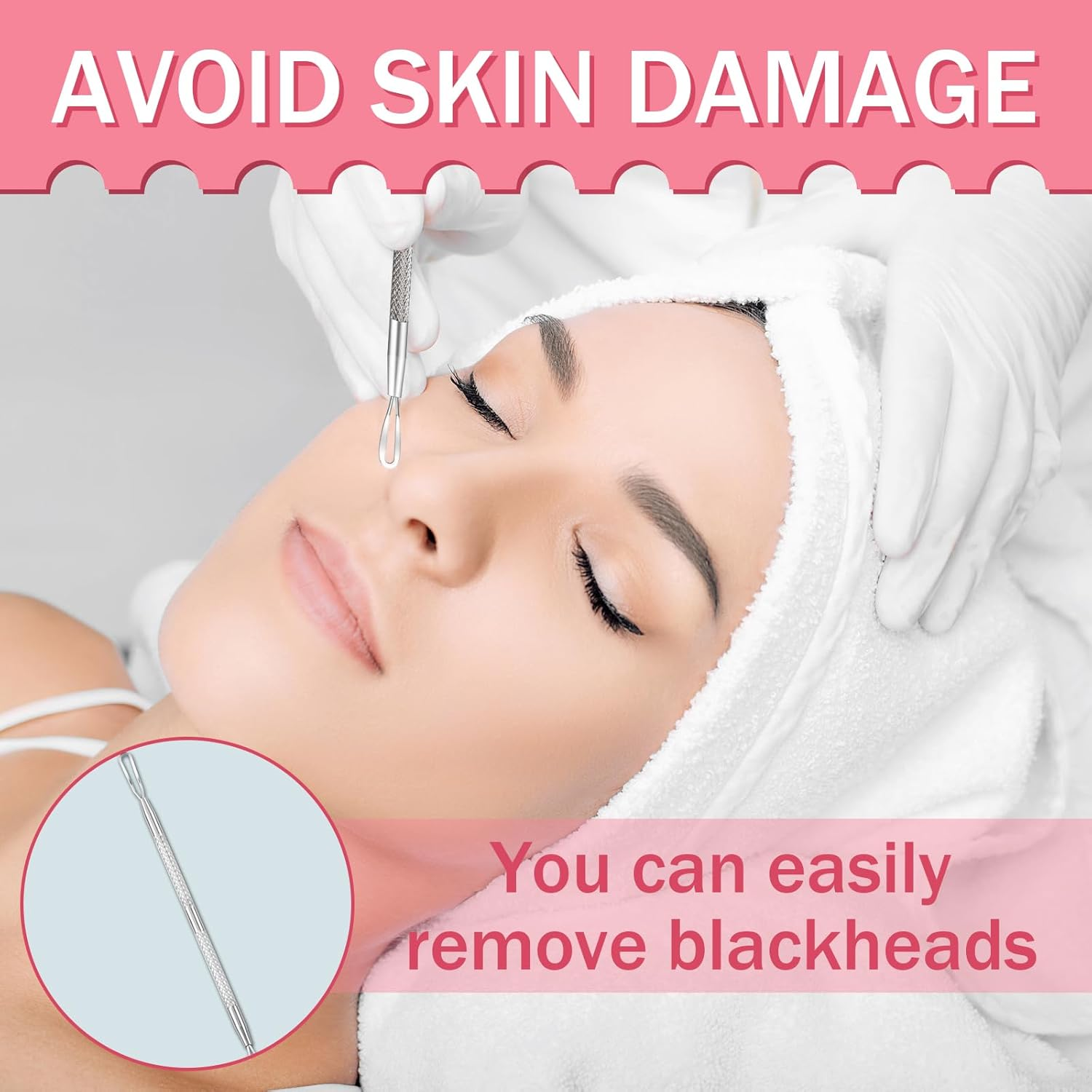 Black Blackhead Tool Kit,Stainless Steel Acne Needles Double Side Spot Squeezer Tool Pimple Extractor Popper Tool Kit Used to Remove Facial Blackheads and Pimples image number 3