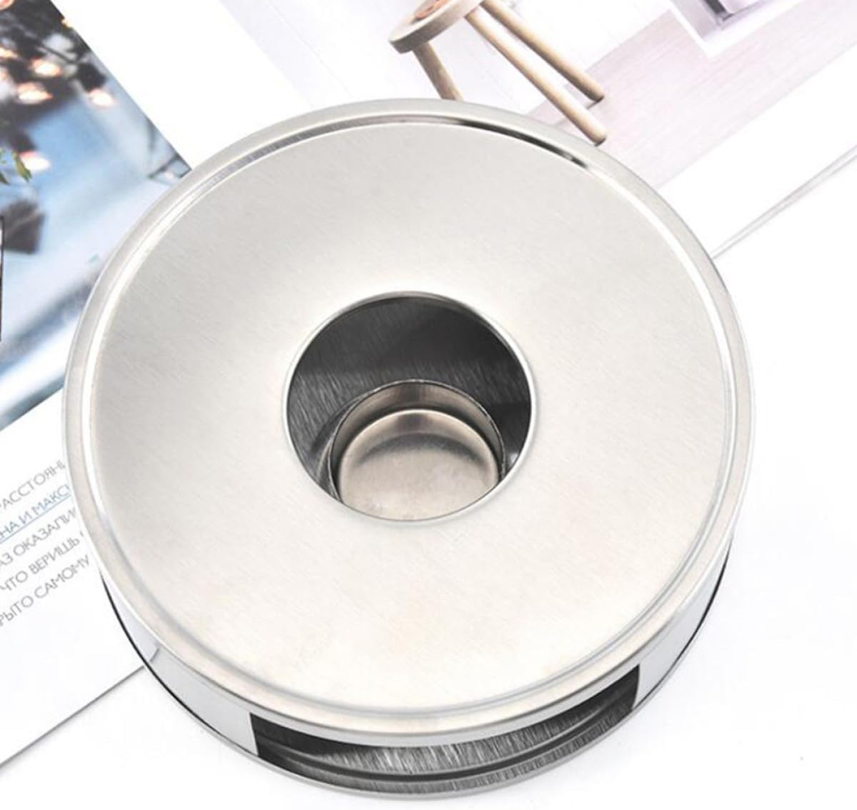 Hoement Stainless Steel Teapot Warmer with Glass Candle Warmer Base, Household Metal Tea Stove for Coffee and Tea Pots, Heat Preservation Accessory for Home and Office Use image number 2