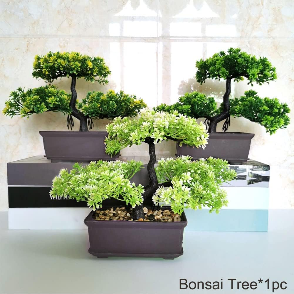 Artificial Bonsai Tree Potted Faux Pine Bonsai Simulation Zen Garden Fake Plant Bonsais Tree for Farmhouse Home Office Showcase Indoor D&eacute;cor Desktop Display(Color:Red) image number 1