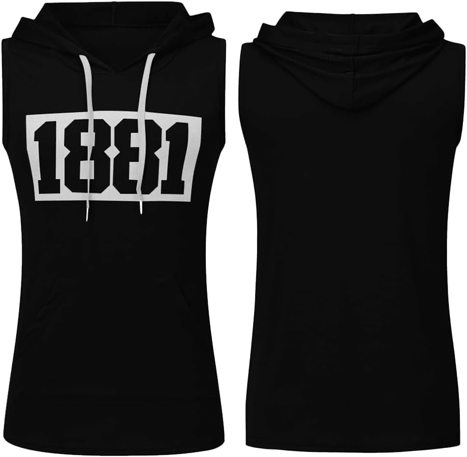 Tank Top Men'S Muscle Shirt Sleeveless Hoodie Muscle Shirt Workout Sports Top Hand Pocket Fitness Drawstring Hooded Vest Top