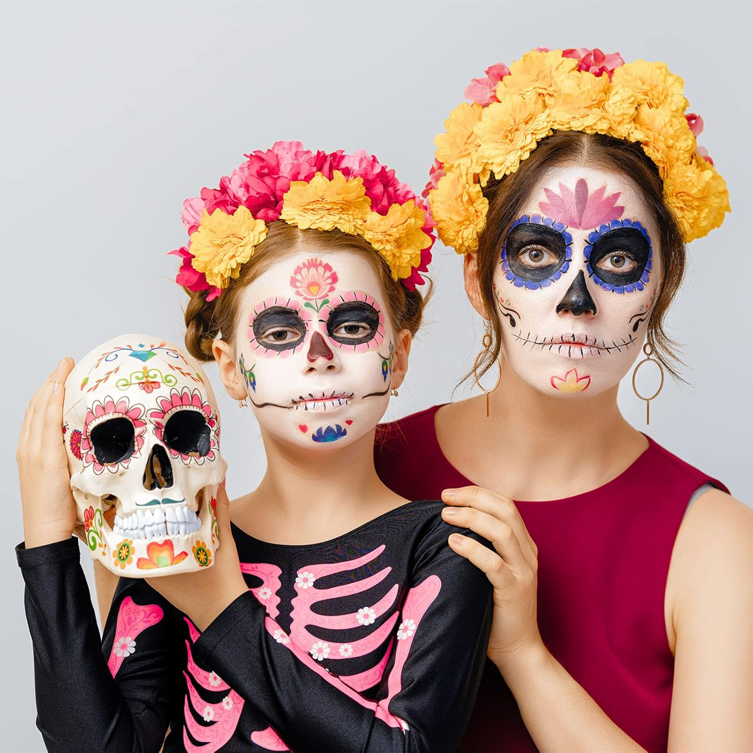 UCANBE Face Paint Kit + 10Pcs Paint Brush Water Activated Body Paint SFX Makeup Palette for Cosplay Halloween Black White Face Painting Kits for Adults Matte Neon Special Effects Makeup Kit image number 2