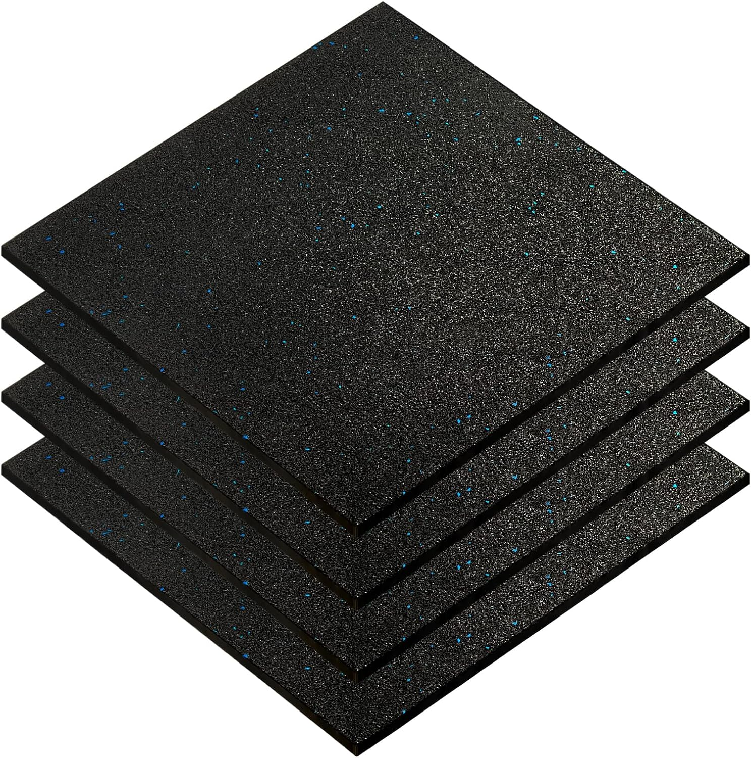 HCE 15Mm Thick Gym Flooring Mats，4Pcs High Density Rubber Exercise Mat Exercise Workout Equipment Ground Mat for Home Gym Mats Exercise Gym Flooring Fitness Mat (Black with Grey Dots)