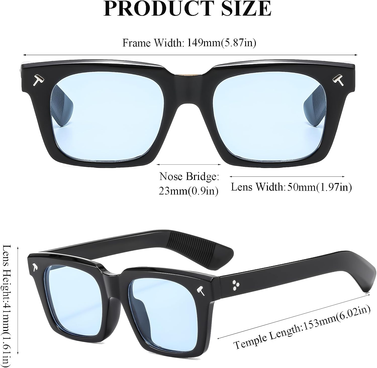 LJCZKA Rectangle Thick Frame Sunglasses for Women Men Retro 90S Square Glasses UV400 Protection for Driving Eeywear image number 1