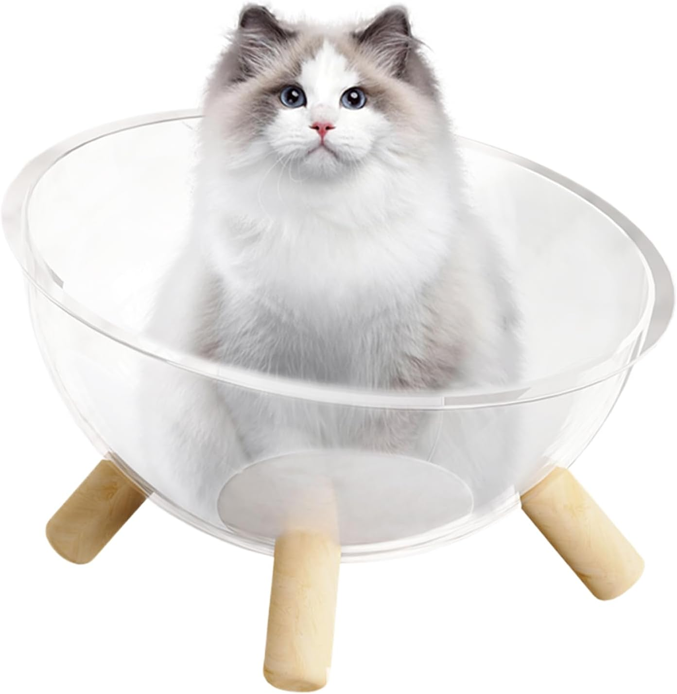 Pet Beds for Cats,Cat Sleeping Nest with Wood Base - Acrylic Clear Dome House Small Animal Supplies for Resting Sleeping Lounging Puppies Bunnies image number 3