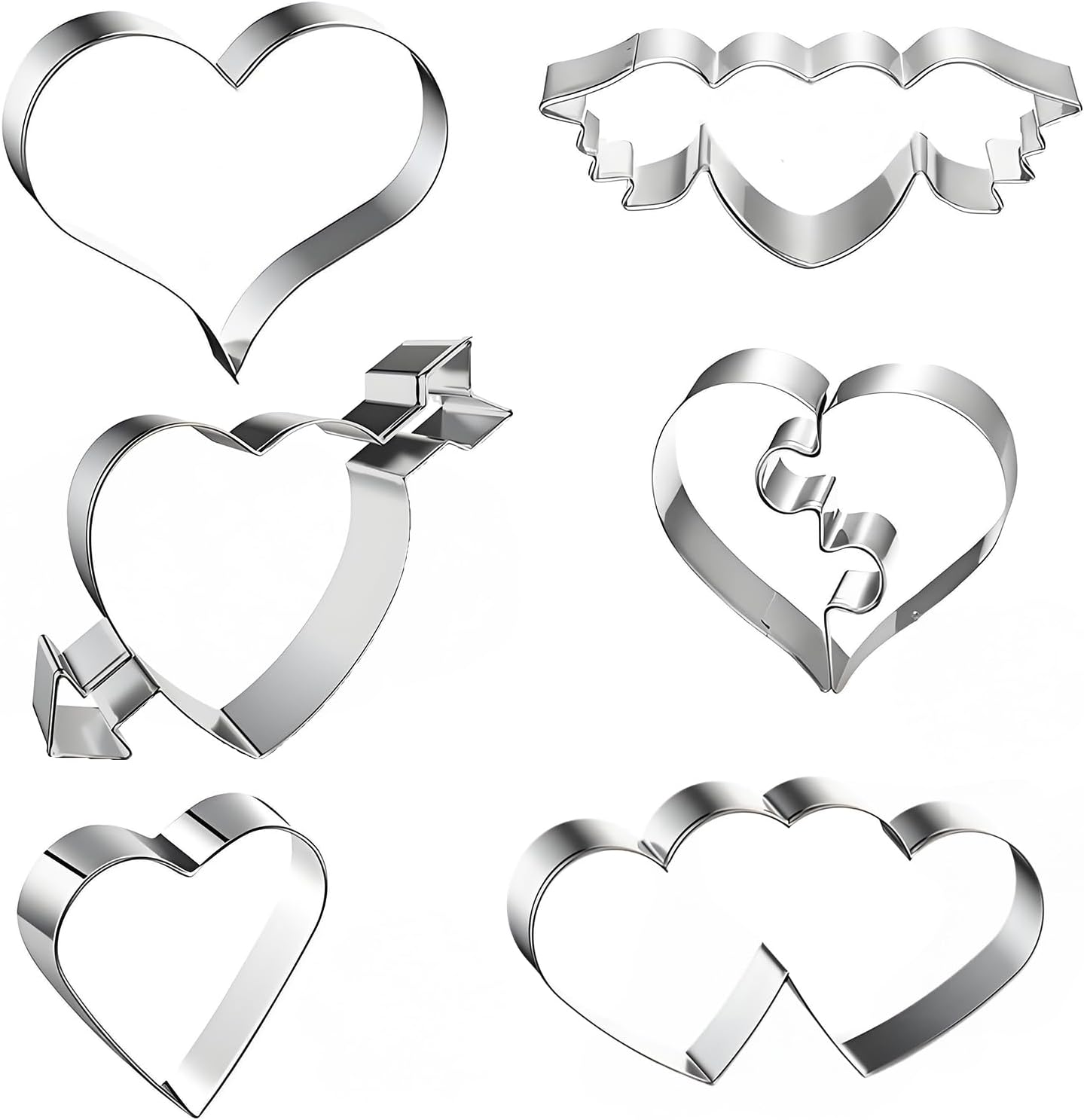 7Pcs Heart Shaped Cookie Molds, Stainless Steel Biscuit DIY Baking Molds Ideal for Valentine&rsquo;S Day, Wedding and Anniversary Parties image number 2