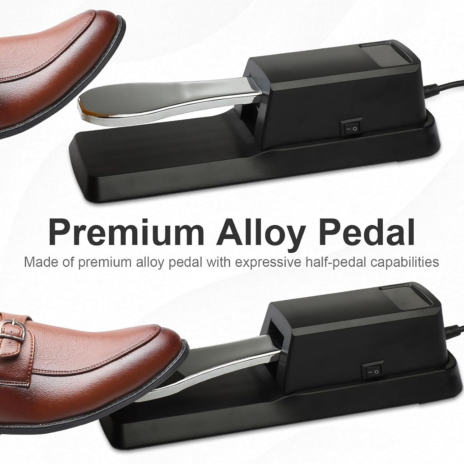 Sustain Pedal Universal for Yamaha Casio Roland Korg Behringer Moog Piano Midi Electronic Keyboards Style with Polarity Switch, 1/4'' Input Plug image number 1