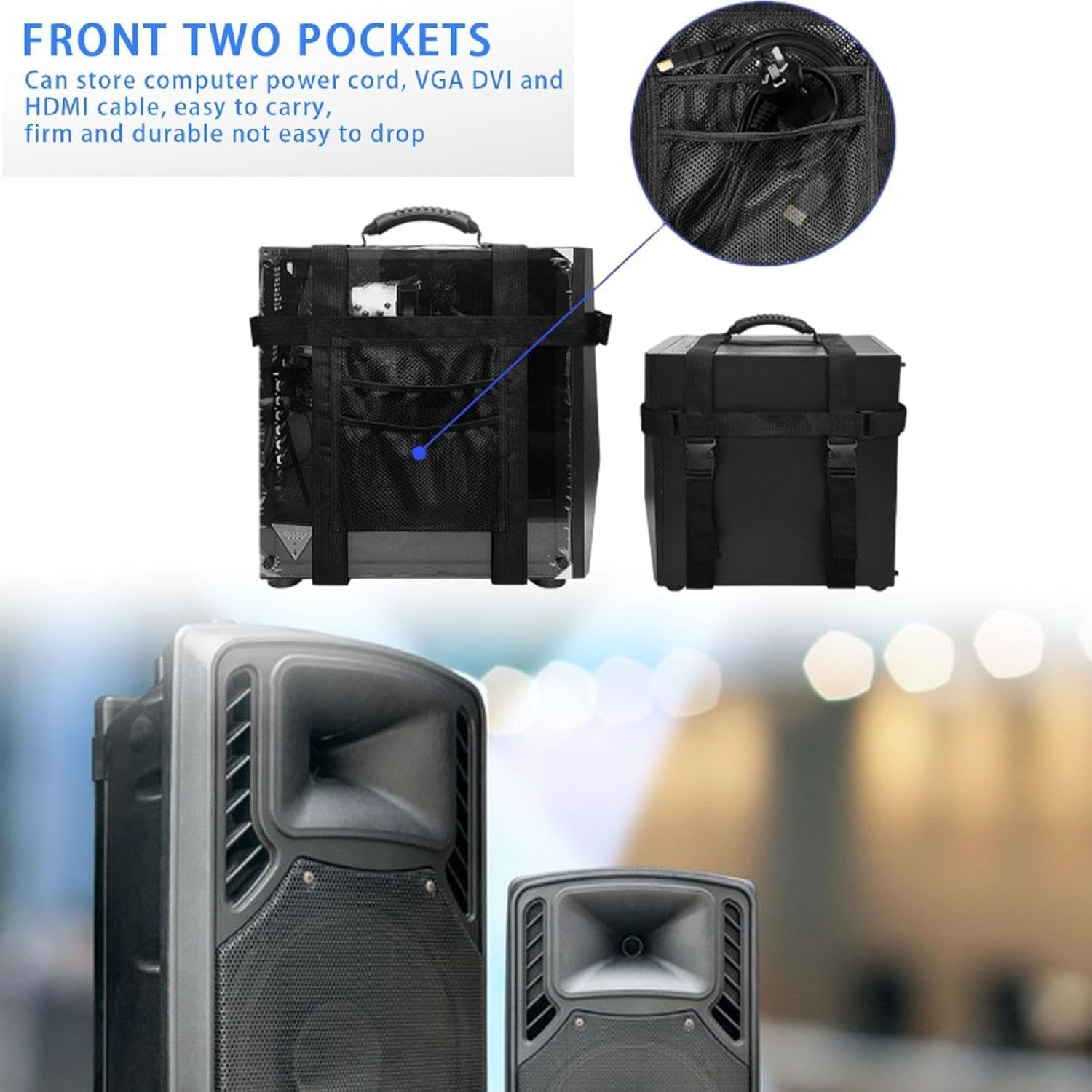 Desktop Computer Carrying Straps, Desktop Computer Tower Carrier Harness,Pc Tower Carrying Strap with Rubber Handle, Desktop Carrying Casetravel Holder with Ideal for Transporting on the Go (Black) image number 4