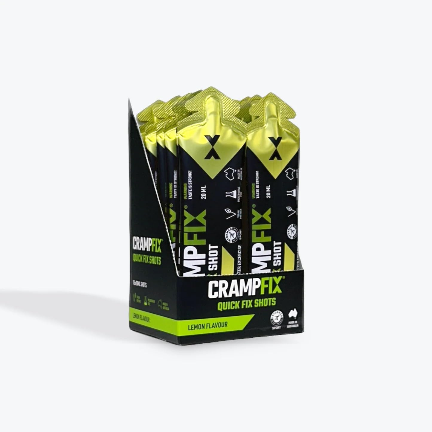 Crampfix Sports Shot, Prevents and Relieves Muscle Cramps in Seconds, Easy Carry Sachets, 15 Pack, All Natural, Lemon