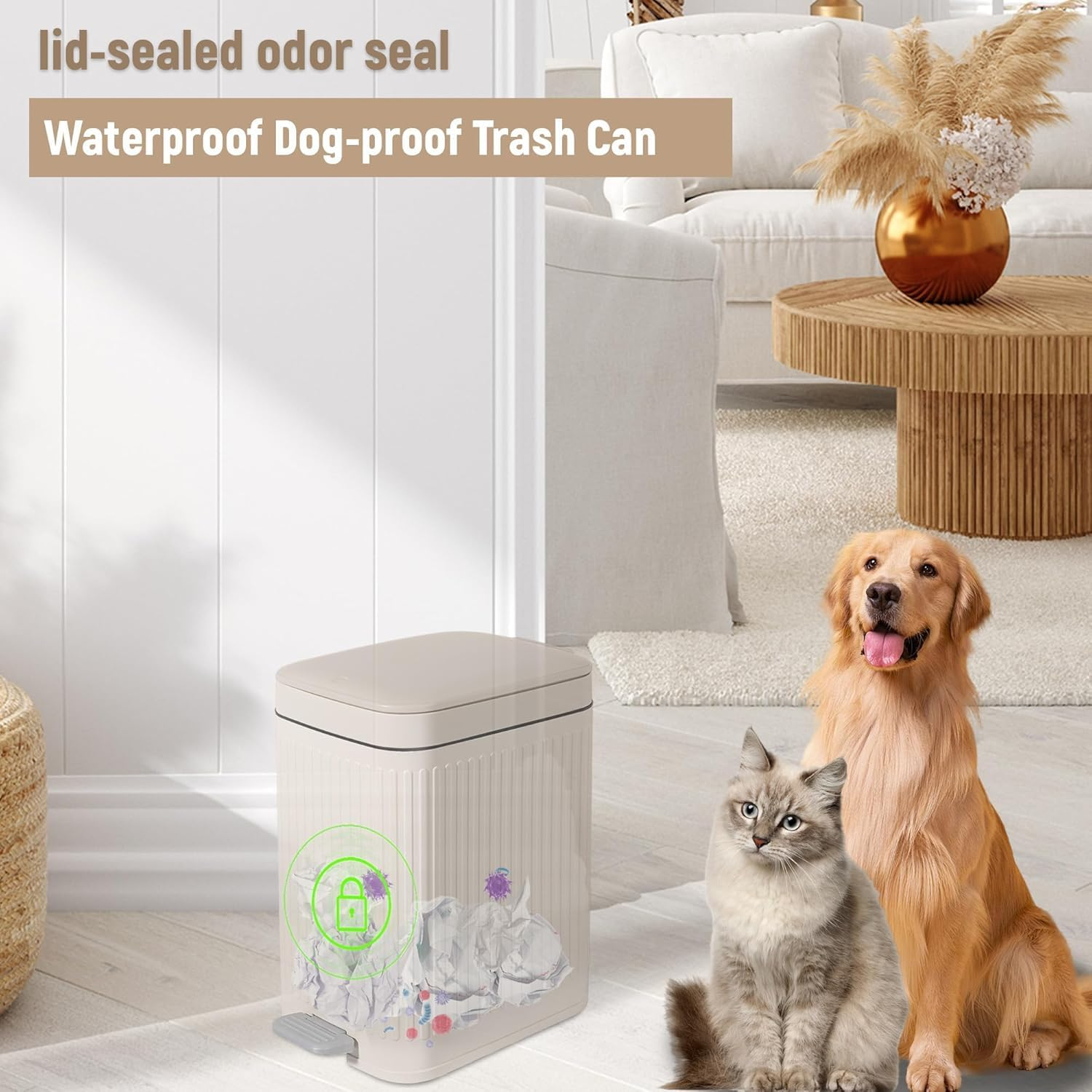 Small Bathroom Trash Can with Lid Slim Soft Close, Garbage Can with Pop-Up Lid & Step on Foot Pedal, Small Trash Bin Trashcan Waste Basket for Toilet, Office, Bedroom, Kitchen, Living Room image number 3