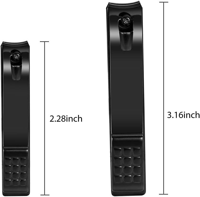 Nail Clippers Set, Sharp Stainless Steel Fingernail Clipper & Toenail Clippers, Black Nail Cutter, Large and Small 2 Piece Set. image number 6