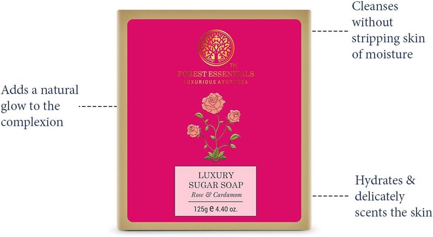 Forest Essentials Rose and Cardamom Luxury Sugar Soap, 125G image number 3