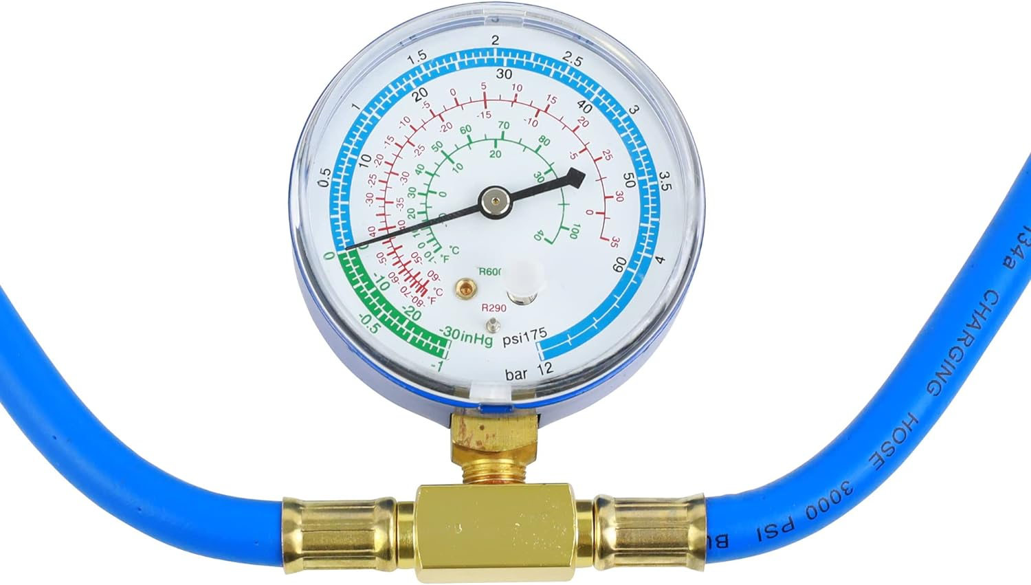 Wisepick R290 and R600A Charging Hose and Gauge Set with Can Tap and BPV31 Bullet Piercing Valves image number 4