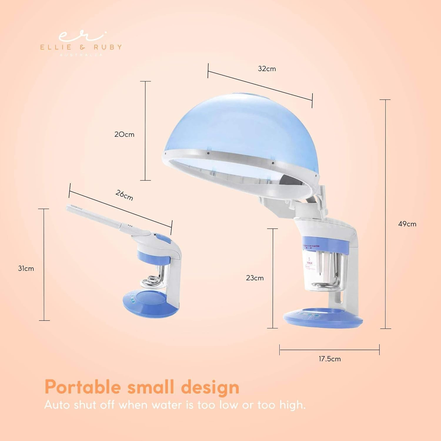 Ellie & Ruby 2 in 1 Facial & Hair Steamer - Blue, White - Portable Table Top Steam Ozone Machine - Stimulates Blood Circulation image number 1