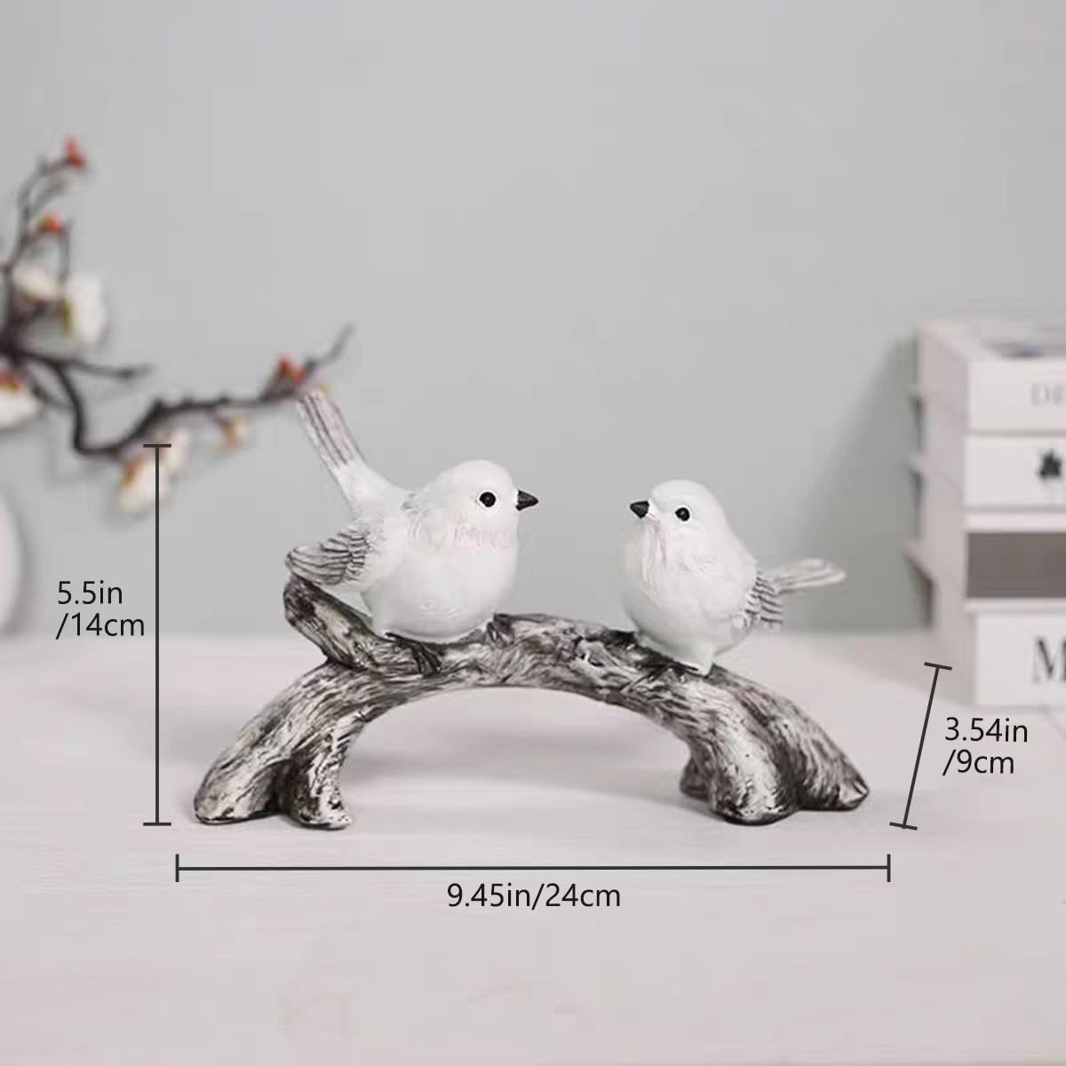 Resin Love Birds on Branch - 9.8 Inch Couple Bird Statue, Romantic Home Decor Gift for Valentine'S Day, Wedding, Anniversary - Desk, Shelf, Bedroom, Office and Garden Decor - Birds On Branch image number 4