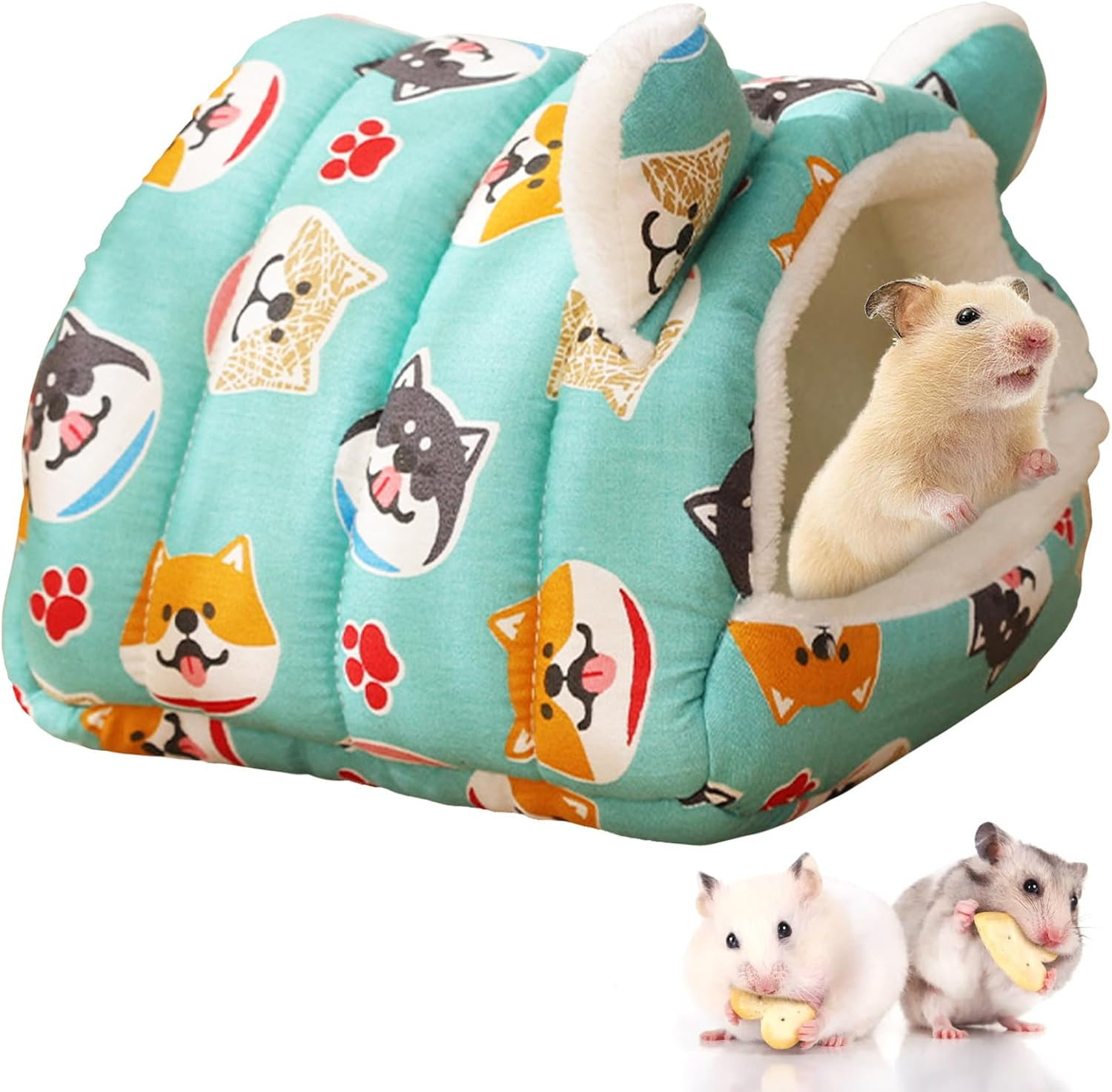 Cutitiuu 19 X 19 Cm Guinea Pig Bed, Hamster House, Warm Guinea Pig Bed, Guinea Pig Hideout, Washable, Small Animal Cave for Chinchilla, Hedgehog, Guinea Pigs, Guinea Pigs (Fish)